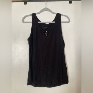 Black Sleeveless Henley Tank Top